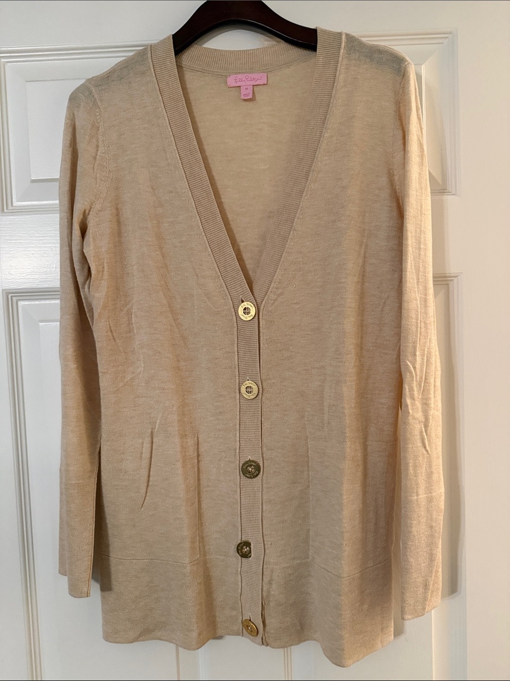 Lilly Pulitzer Heidi lightweight tan cardigan size medium